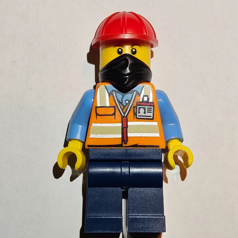Construction Worker - Orange Torso, Dark Blue… — minifigurine LEGO | Brick Broker