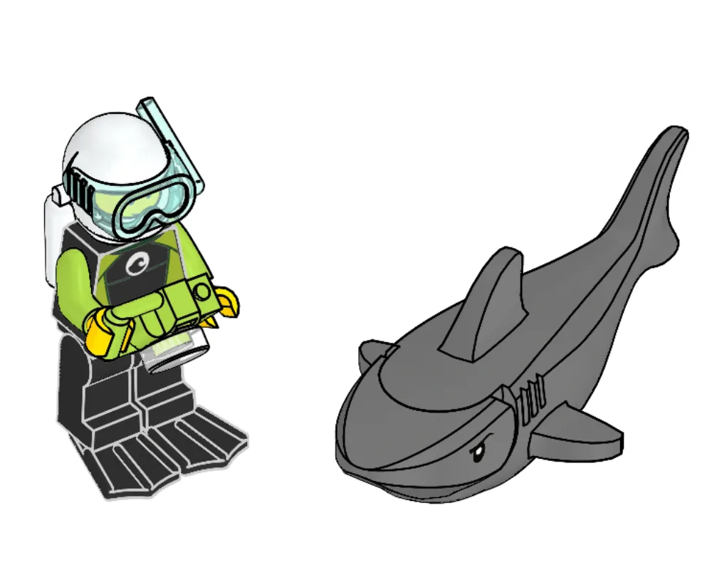 LEGO 952019 Plongeur sous-marin et Requin - prix | Brick Broker