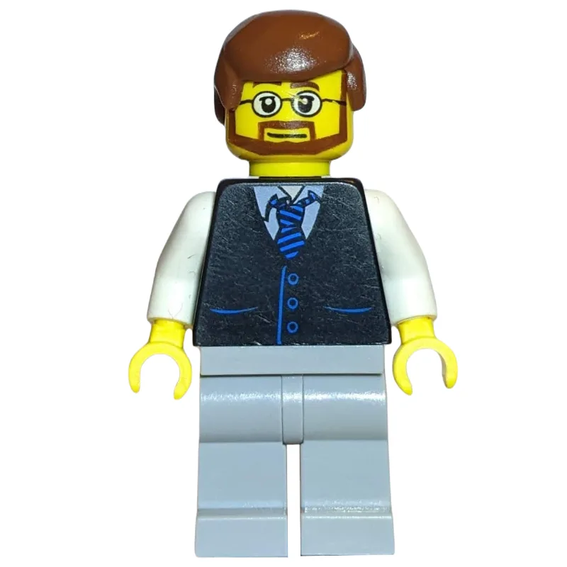 Black Torso, Light Bluish Grey Legs, Reddish… — minifigurine LEGO | Brick Broker