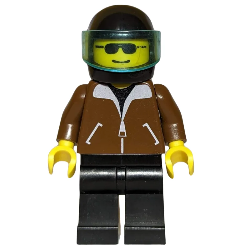 Man, Brown Jacket, Black Legs, Black Helmet w… — minifigurine LEGO | Brick Broker