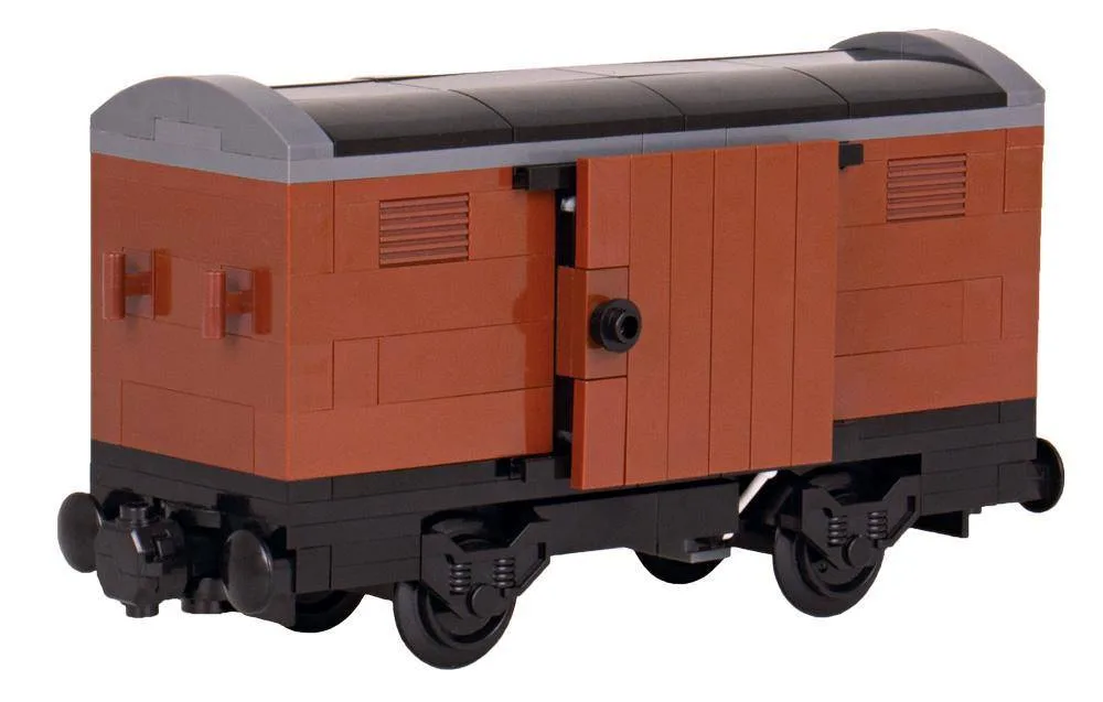 BlueBrixx Wagon couvert brun à châssis gris foncé (BB-101340) - prix | Brick Broker