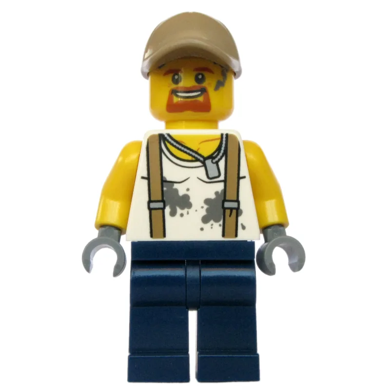 Mechanic, Dirty White Shirt with Suspenders,… — minifigurine LEGO | Brick Broker