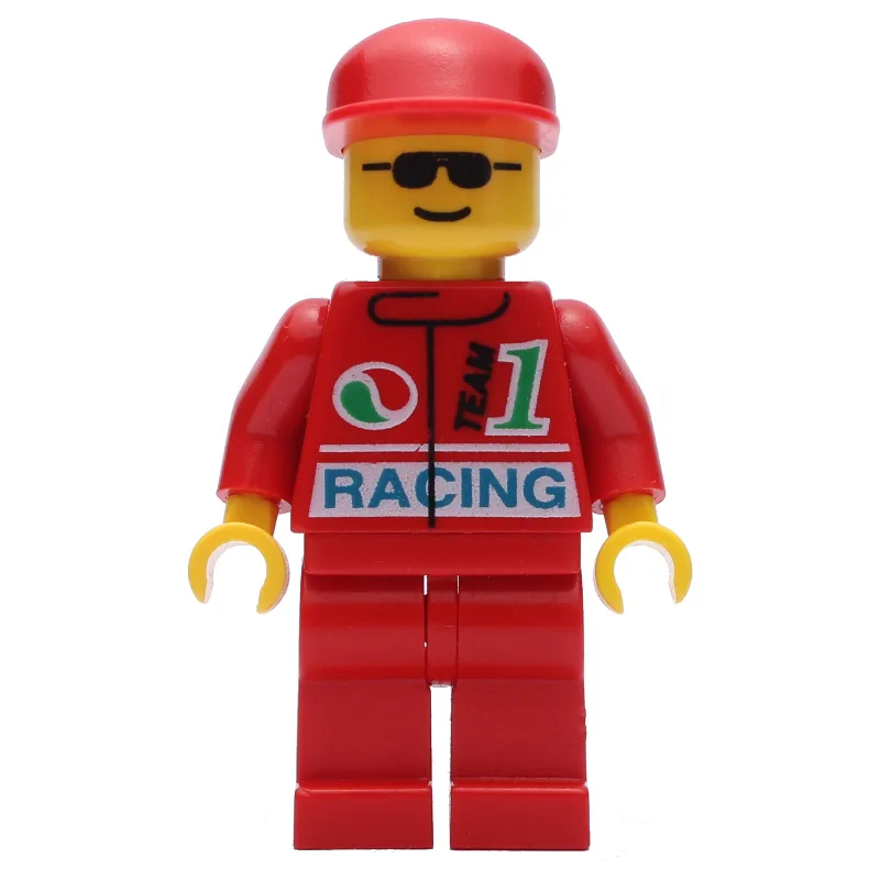 Racer, Red Jacket with Octan Logo and 'RACING… — minifigurine LEGO | Brick Broker