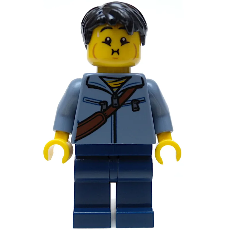 Sand Blue Torso, Dark Blue Legs, Black Hair — minifigurine LEGO | Brick Broker