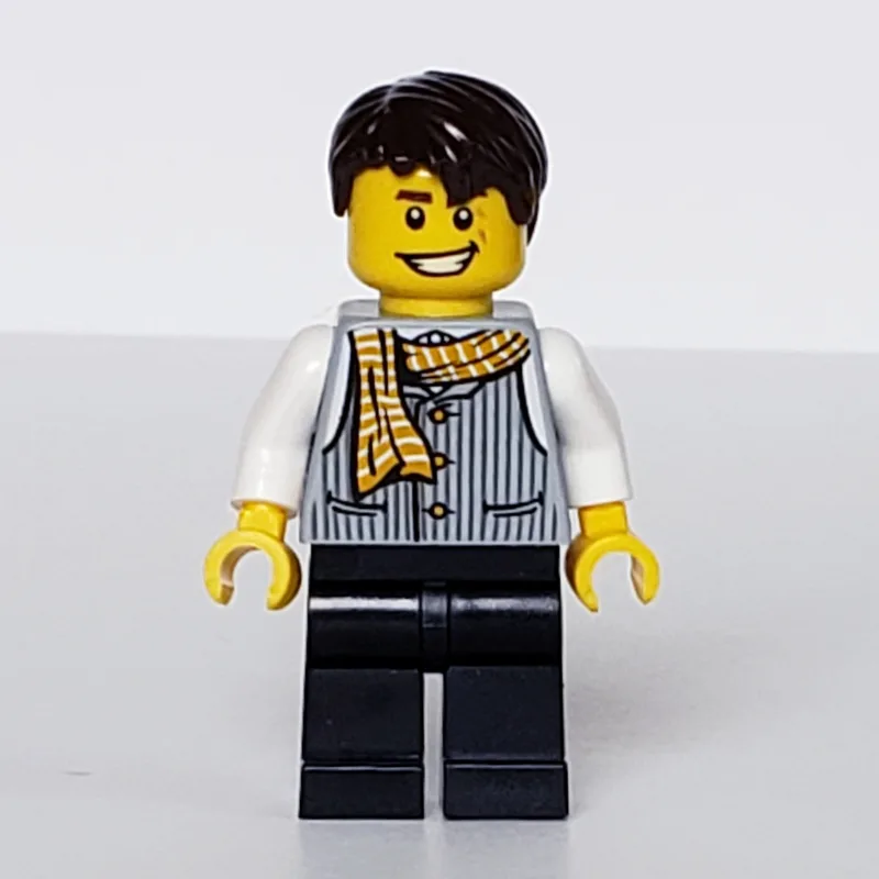 Striped Vest with Yellow Striped Scarf and Bl… — minifigurine LEGO | Brick Broker