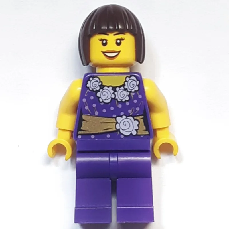 Woman, Dark Purple Outfit with Blouse, Flower… — minifigurine LEGO | Brick Broker