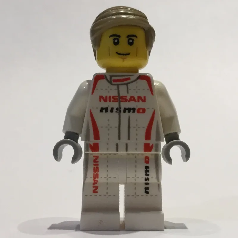 Race Driver, White Torso, White Legs, Red Hel… — minifigurine LEGO | Brick Broker