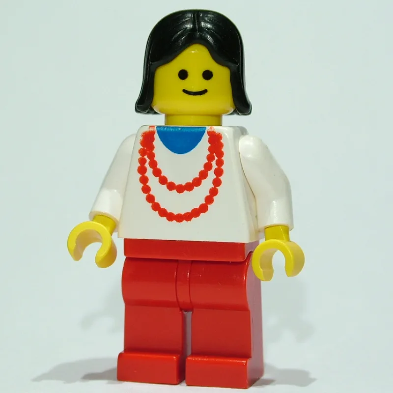Woman, White Top with Red Necklace, Red Legs,… — minifigurine LEGO | Brick Broker