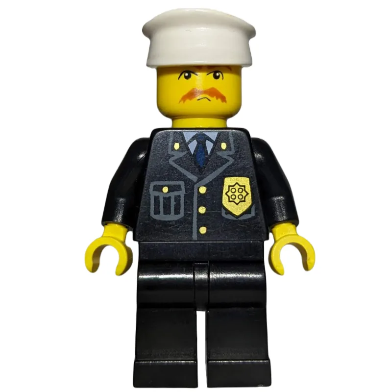 Policeman, Black Suit with Badge, White Hat,… — minifigurine LEGO | Brick Broker