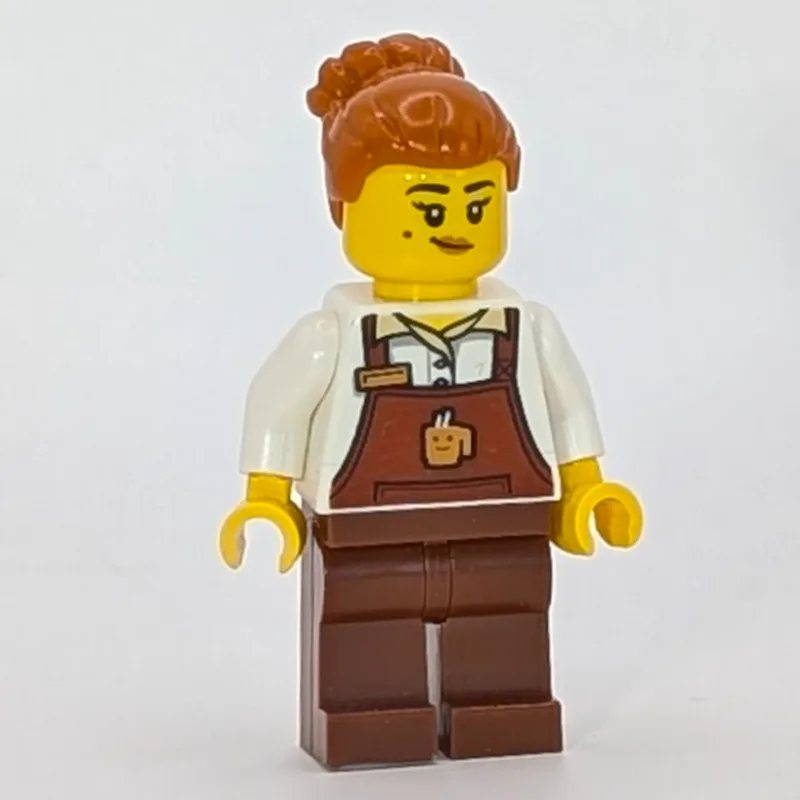 Barista, Reddish Brown Apron, Dark Orange Hair — minifigurine LEGO | Brick Broker