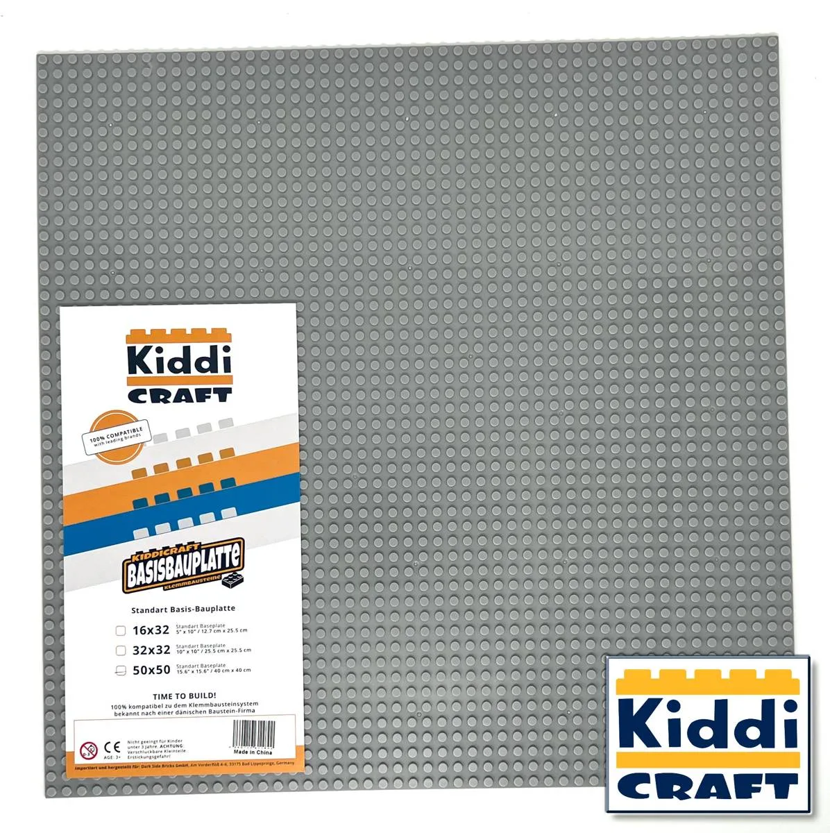 Kiddicraft Grande plaque de base gris clair - Votre univers de construction commence ici (KID-KC50LG) - prix | Brick Broker