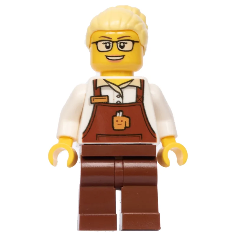 Barista, Woman, White Torso, Reddish Brown Ap… — minifigurine LEGO | Brick Broker