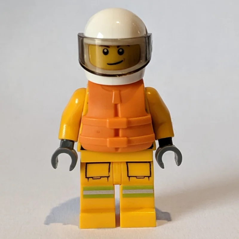 Fireman, Bright Light Orange Fire Suit, White… — minifigurine LEGO | Brick Broker