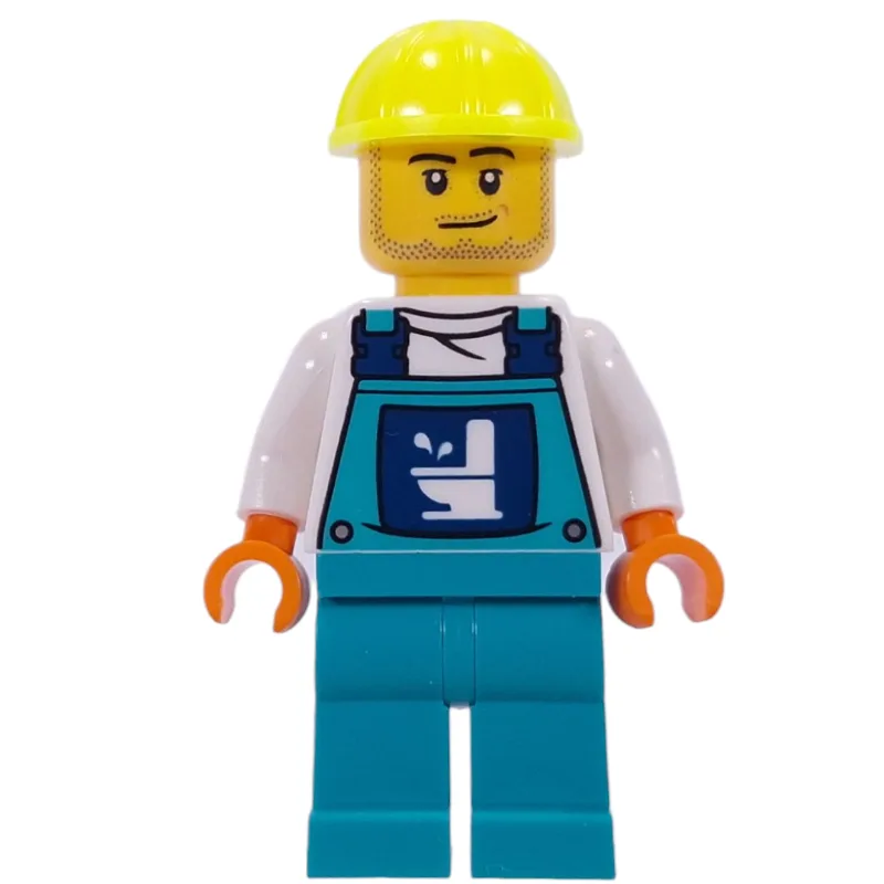 Plumber, White Shirt, Dark Turquoise Overall,… — minifigurine LEGO | Brick Broker