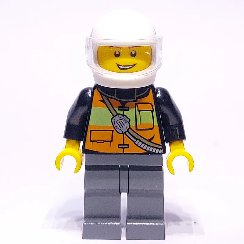 Fireman, Orange Safety Vest with Radio, White… — minifigurine LEGO | Brick Broker