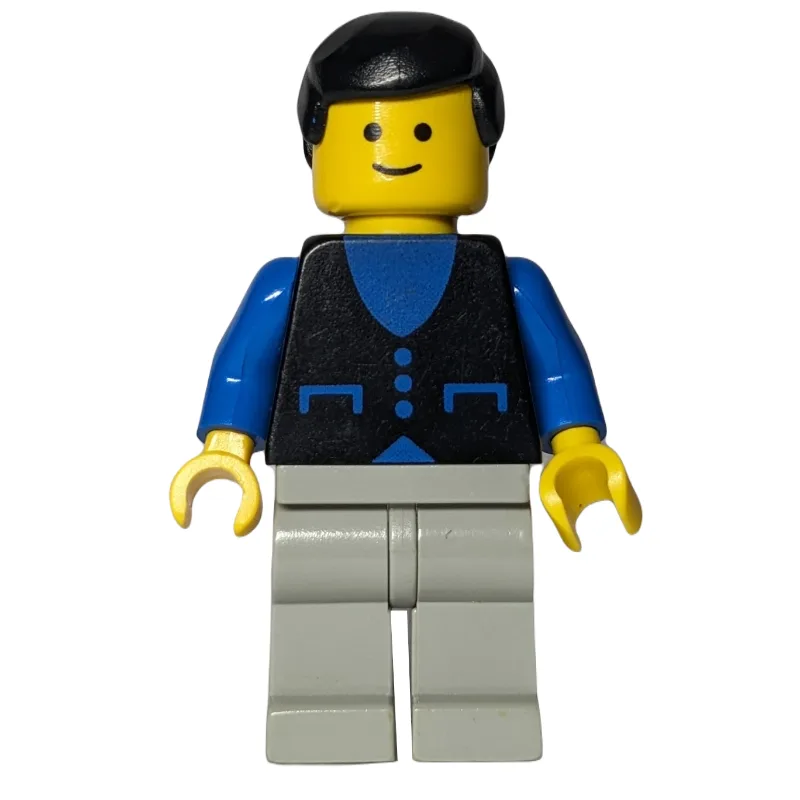 Man, Black Vest over Blue Shirt, Light Gray L… — minifigurine LEGO | Brick Broker