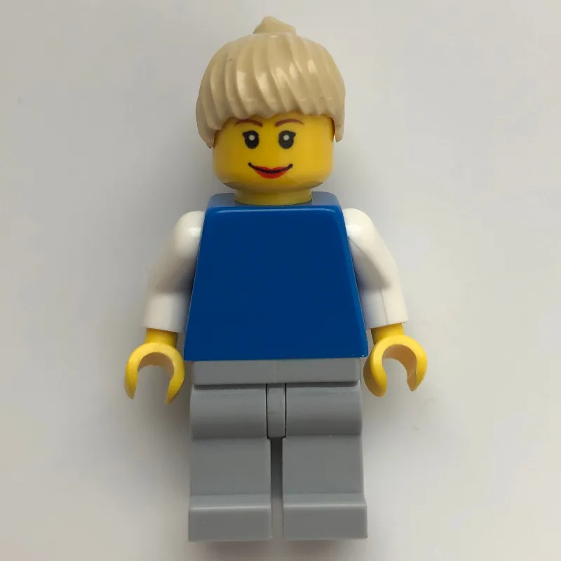 Blue Torso, Light Bluish Gray Legs, Tan Hair — minifigurine LEGO | Brick Broker