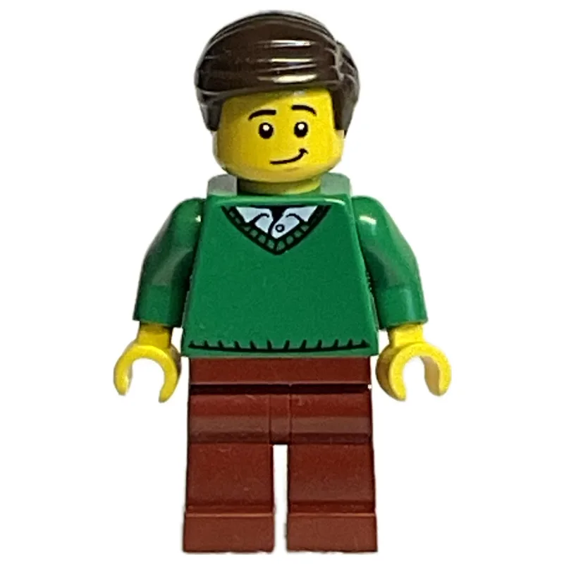 Green Torso, Reddish Brown Legs, Dark Brown H… — minifigurine LEGO | Brick Broker