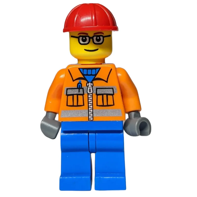 Construction Worker, Orange Jacket with Zippe… — minifigurine LEGO | Brick Broker