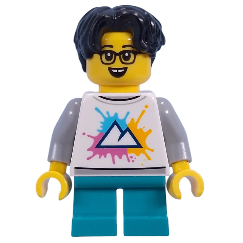 Kid - White Torso with Mountains, Dark Turquo… — minifigurine LEGO | Brick Broker