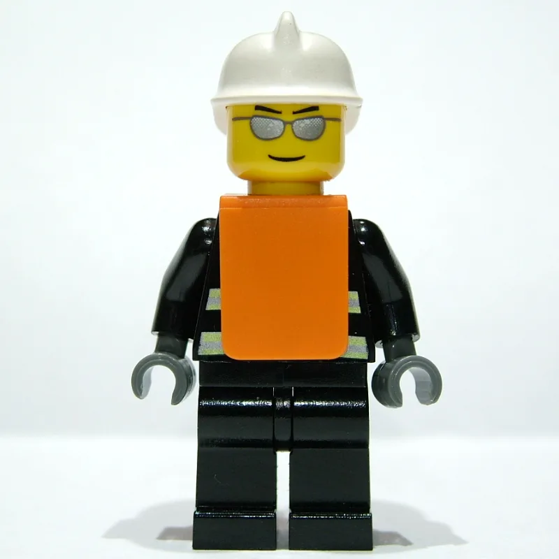 Fireman, Black Fire Jacket with Reflective St… — minifigurine LEGO | Brick Broker