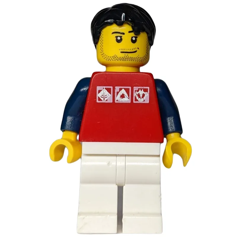 Man, Red Top with Dark Blue Arms, White Legs,… — minifigurine LEGO | Brick Broker