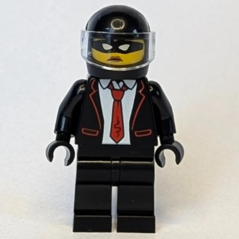Criminal, Black Suit, Red Tie, Black Helmet — minifigurine LEGO | Brick Broker