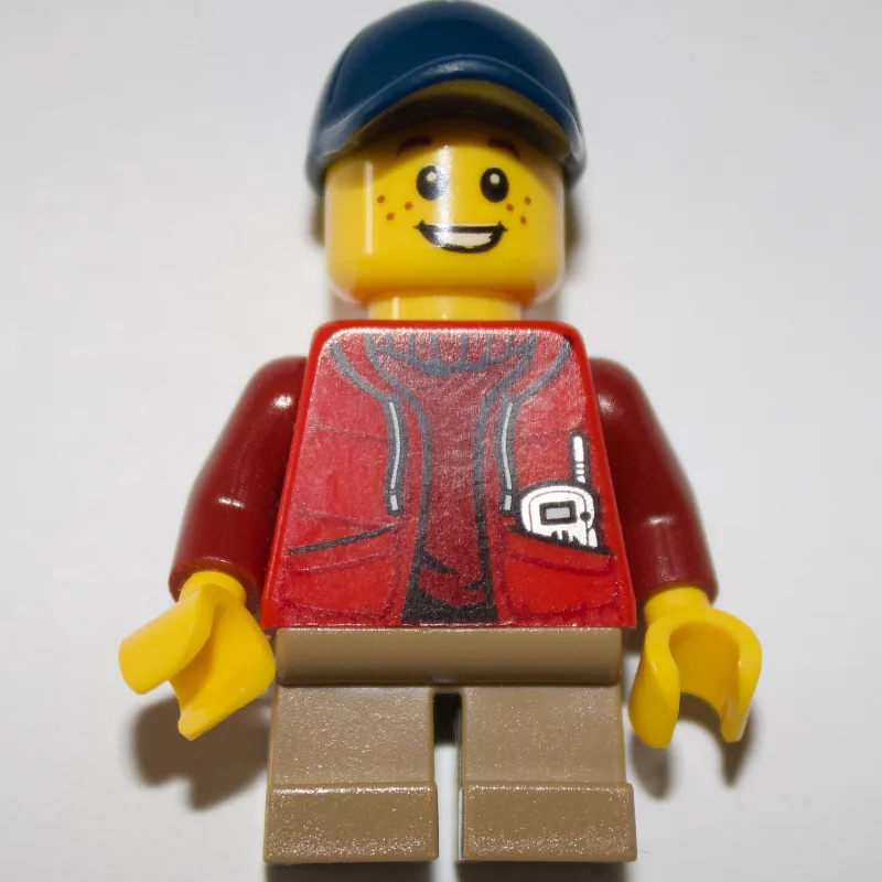 Kid - Red Torso, Dark Tan Legs, Dark Blue Cap — minifigurine LEGO | Brick Broker