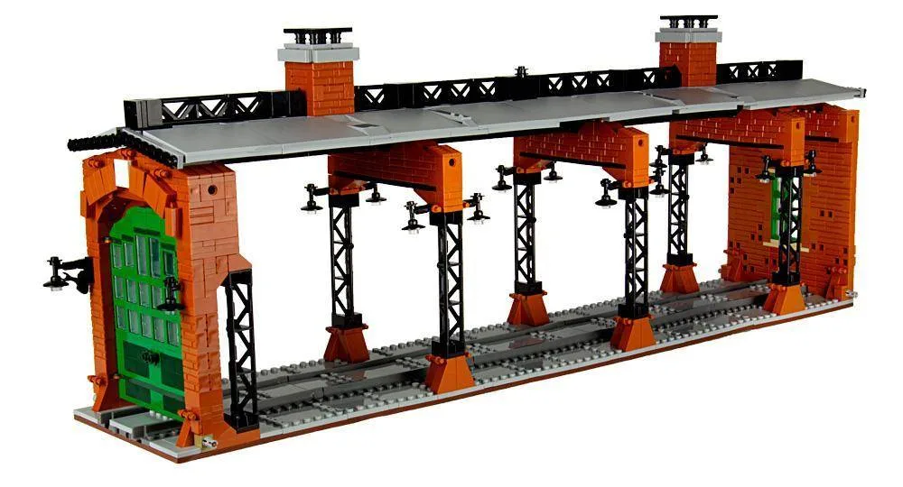 BlueBrixx Section centrale du hangar à locomotives (BB-100285) - prix | Brick Broker