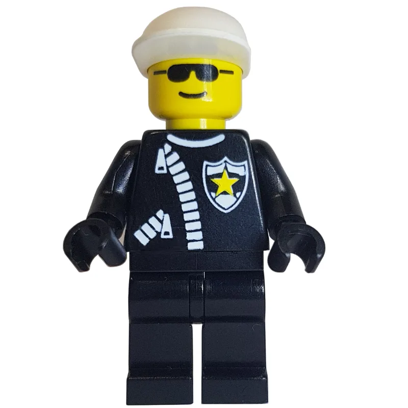 Policeman, Black Jacket with Zipper and Badge… — minifigurine LEGO | Brick Broker