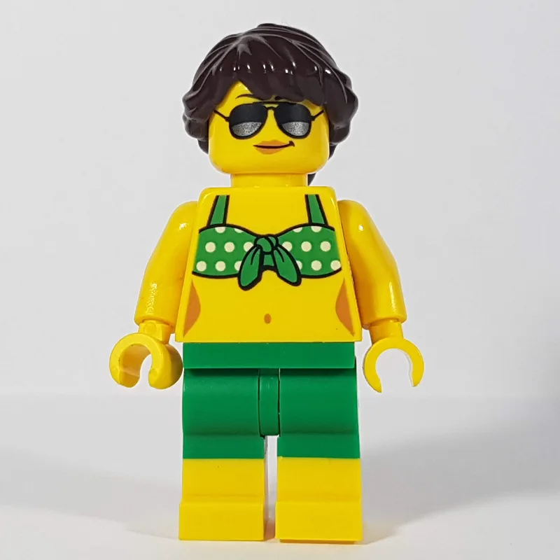 Woman, Green Bikini Top with White Spots, Gre… — minifigurine LEGO | Brick Broker