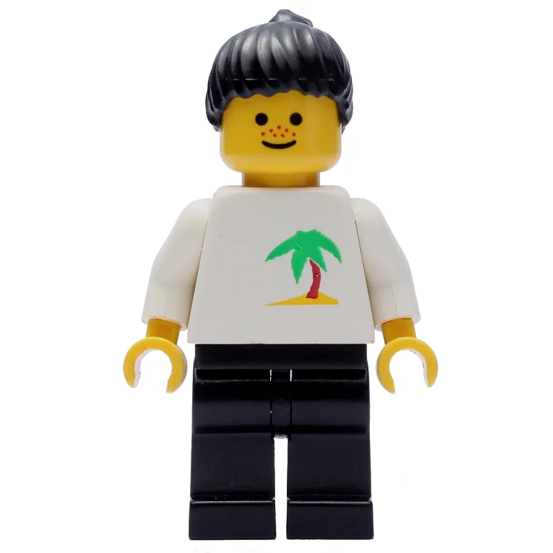 White Torso, Palm Tree, Black Legs, Black Hair — minifigurine LEGO | Brick Broker