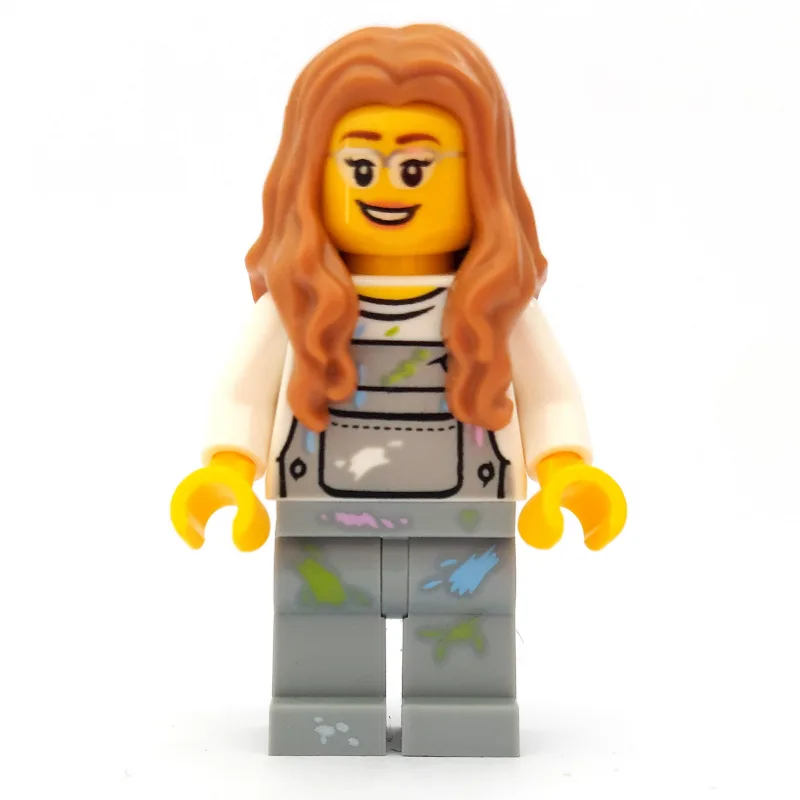 Woman, Light Bluish Gray Overalls with Paint… — minifigurine LEGO | Brick Broker