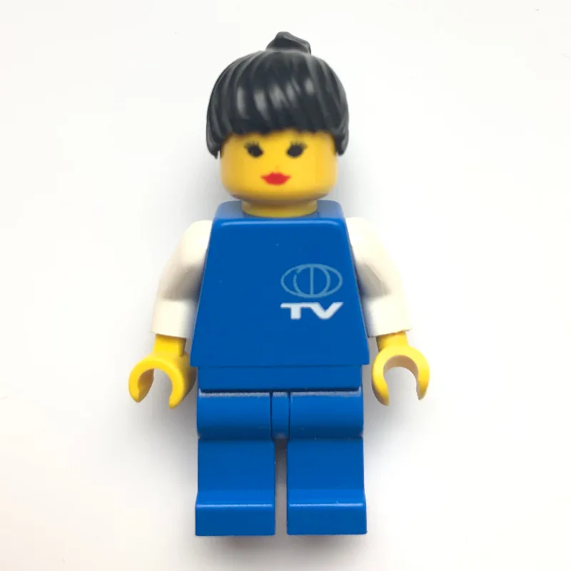 TV Worker - White Torso, Blue Legs, Female — minifigurine LEGO | Brick Broker