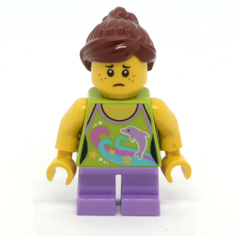 Kid - Lime Torso, Medium Lavender Legs, Reddi… — minifigurine LEGO | Brick Broker