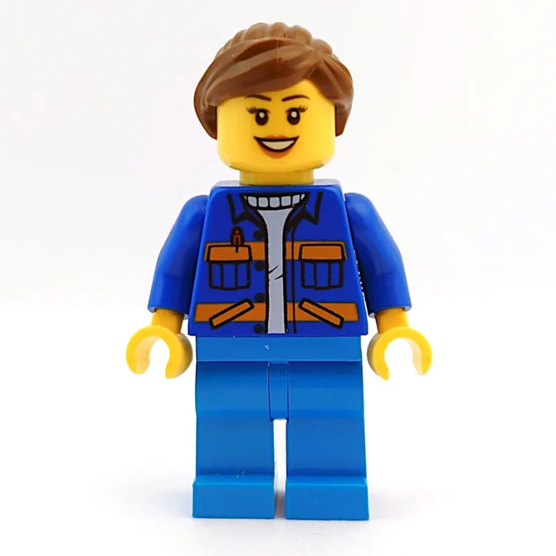 Worker, Woman, Blue Jacket with Orange Stripe… — minifigurine LEGO | Brick Broker