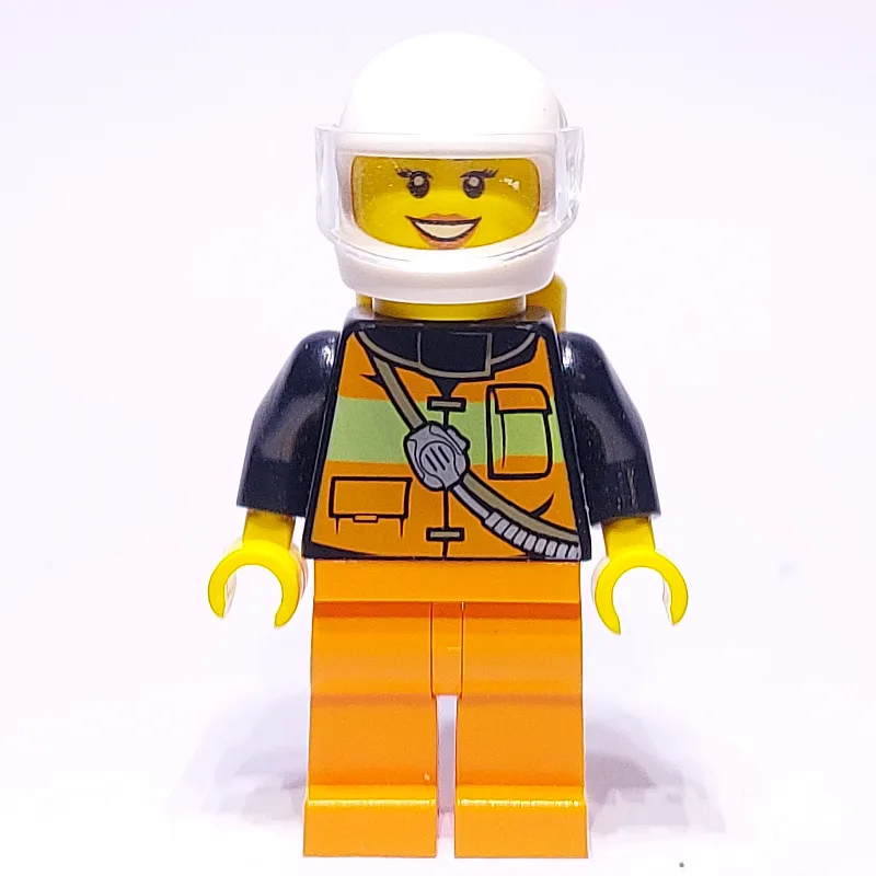 Firewoman, Orange Safety Vest with Radio, Whi… — minifigurine LEGO | Brick Broker