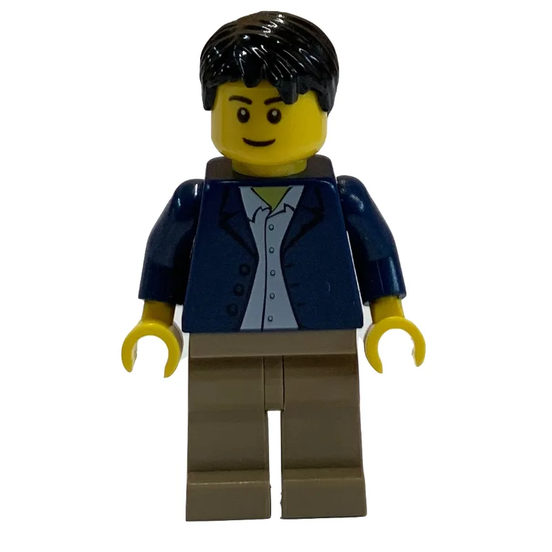 Dark Blue Torso, Dark Tan Legs, Black Hair — minifigurine LEGO | Brick Broker
