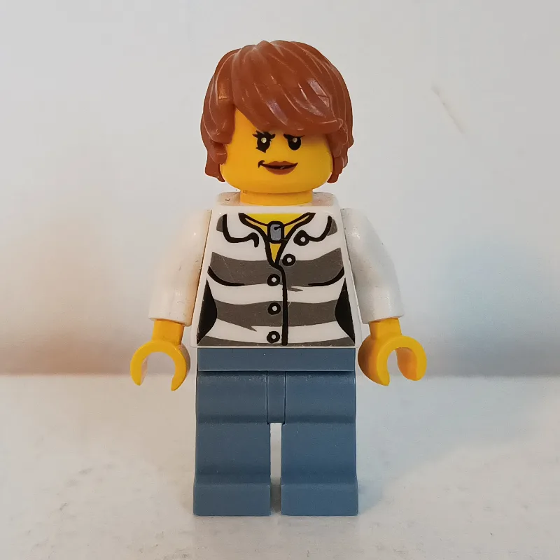 Criminal, Woman, Prison Shirt, Sand Blue Legs… — minifigurine LEGO | Brick Broker