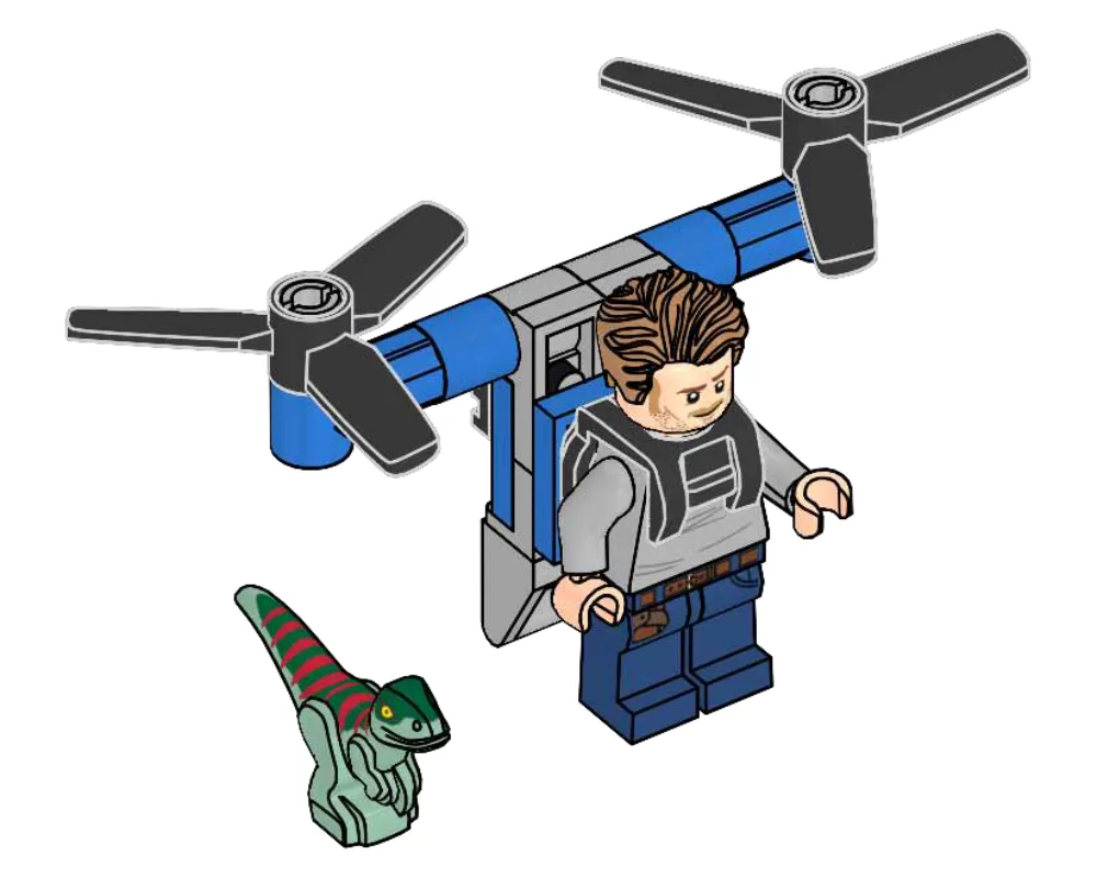 LEGO 122328 Owen avec un jet pack et un raptor - prix | Brick Broker