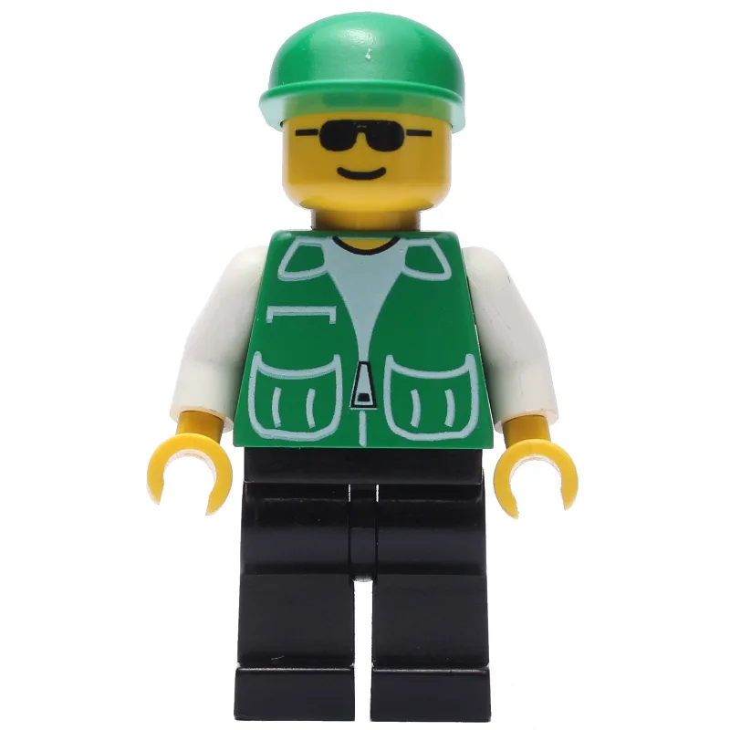 Man, Green Jacket, Black Legs, Green Cap, Sun… — minifigurine LEGO | Brick Broker