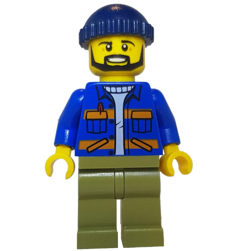 Worker, Blue Shirt with Orange Stripes and Po… — minifigurine LEGO | Brick Broker