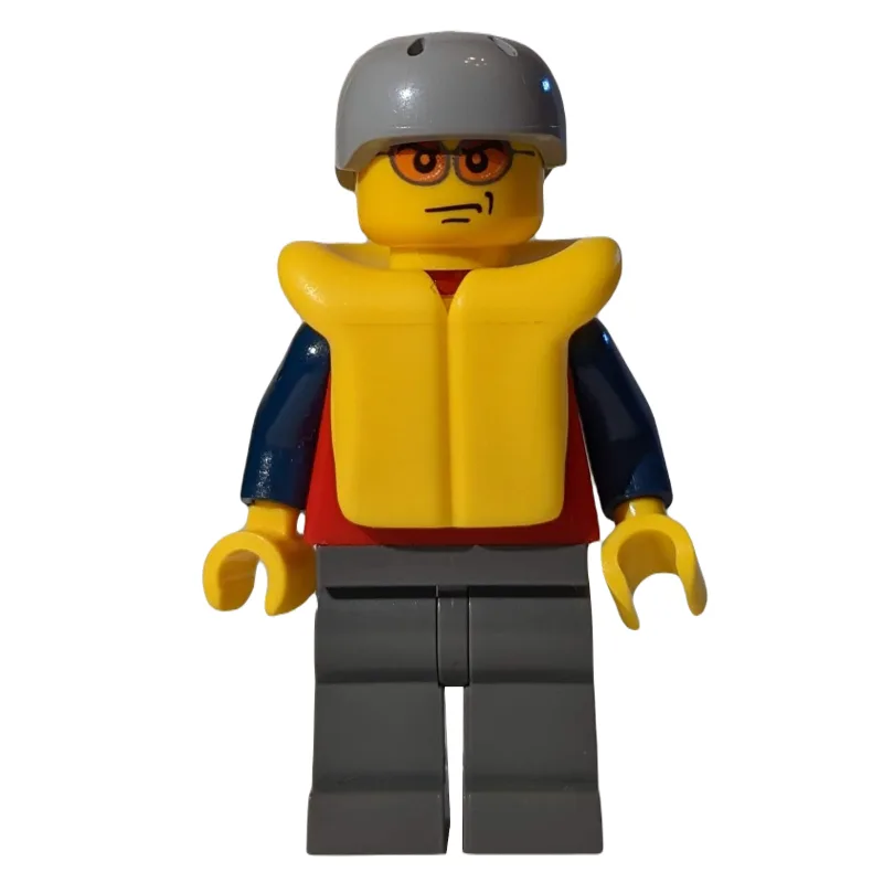 Man, Red Top with Dark Blue Arms, Dark Bluish… — minifigurine LEGO | Brick Broker