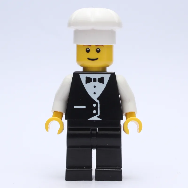 Waiter, Man, Black Suit and Bow Tie, Chef Hat — minifigurine LEGO | Brick Broker