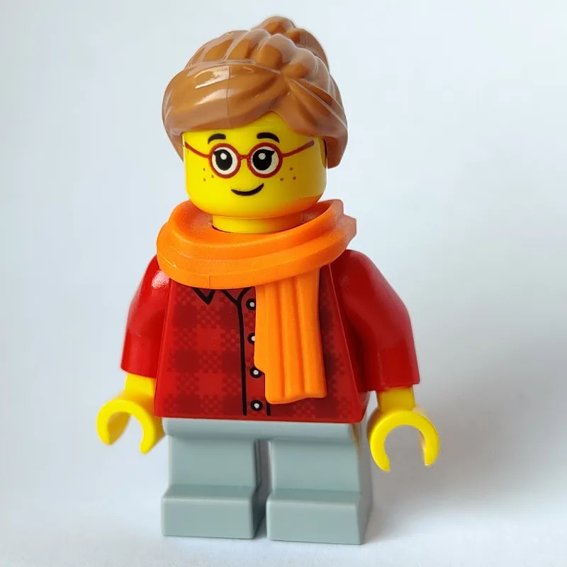 Girl, Red Flannel Shirt, Short Light Bluish G… — minifigurine LEGO | Brick Broker