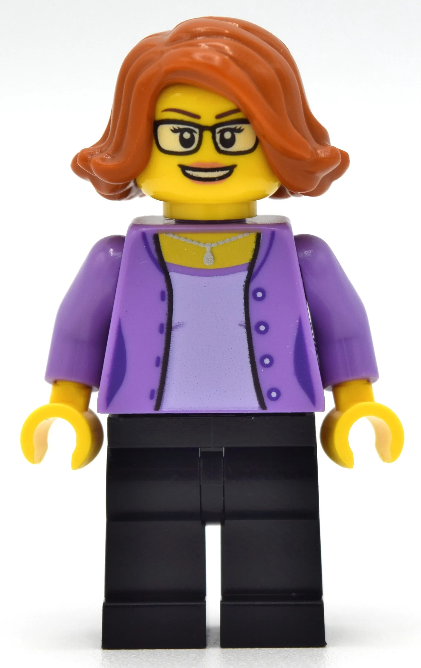 Medium Lavender Torso, Black Legs, Dark Orang… — minifigurine LEGO | Brick Broker