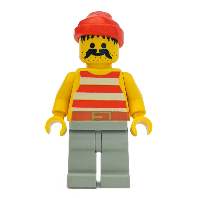 Pirate - Red Stripes, Light Gray Legs, Red Ba… — minifigurine LEGO | Brick Broker
