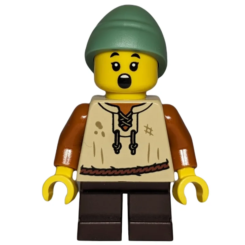 Kid, Tan Torso, Dark Brown Legs, Sand Green H… — minifigurine LEGO | Brick Broker