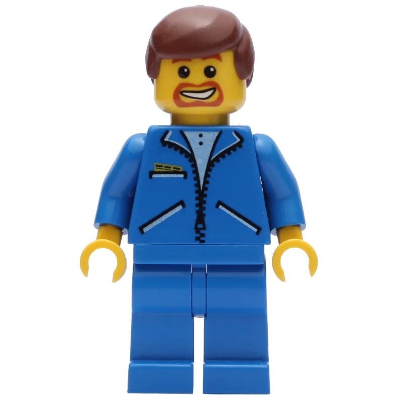 Blue Vest, Blue Legs, Reddish Brown Hair, Bea… — minifigurine LEGO | Brick Broker