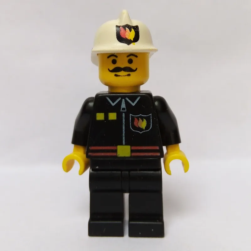 Fireman, Black Fire Jacket with Red Belt and… — minifigurine LEGO | Brick Broker